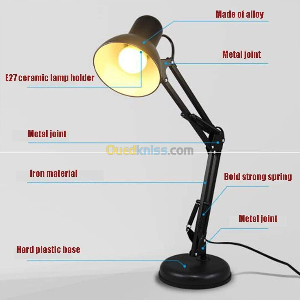 Retro LED Lampe de Bureau en Metal Adjustable E27