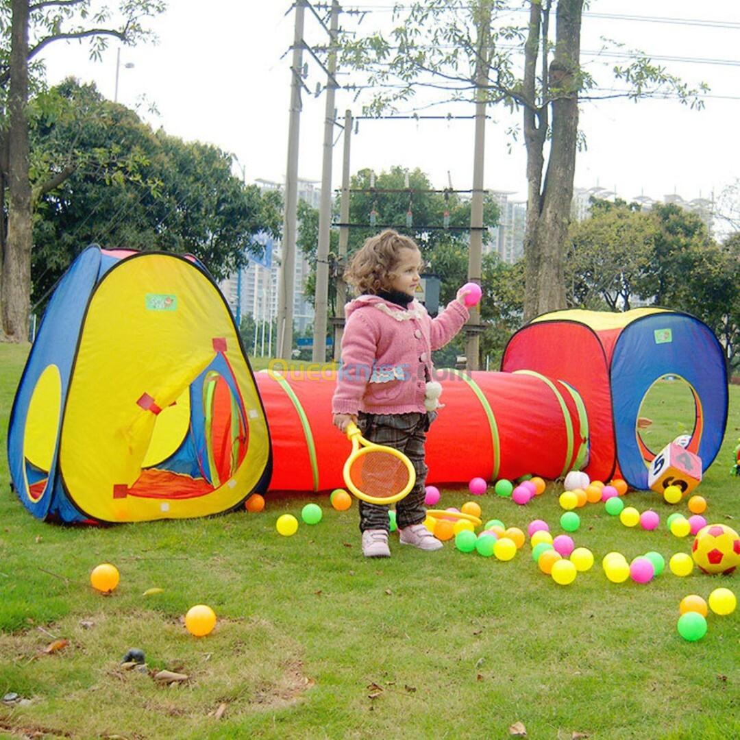 Tente de jeu 3 en 1 avec tunnel fosse pour enfants