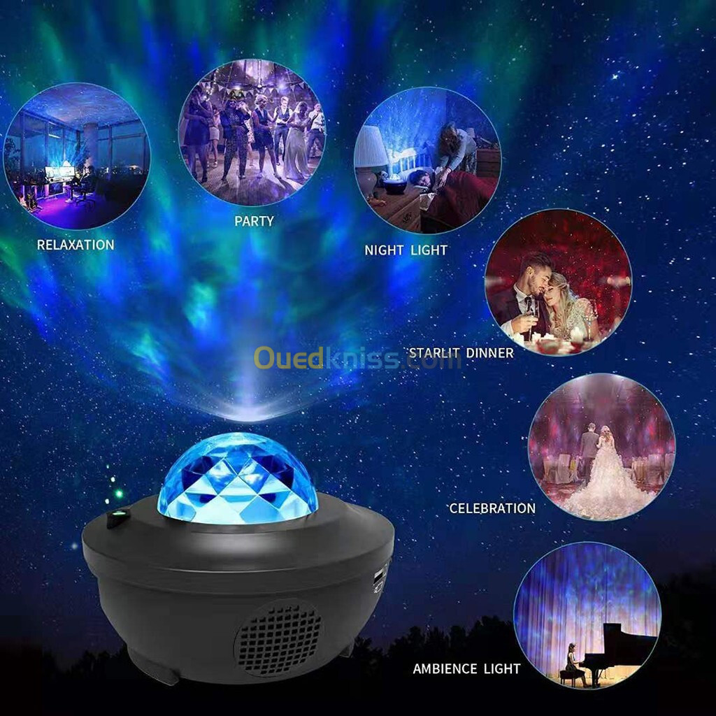 Projecteur Galaxie 3D Laser Bluetooth + haut-parleur USB