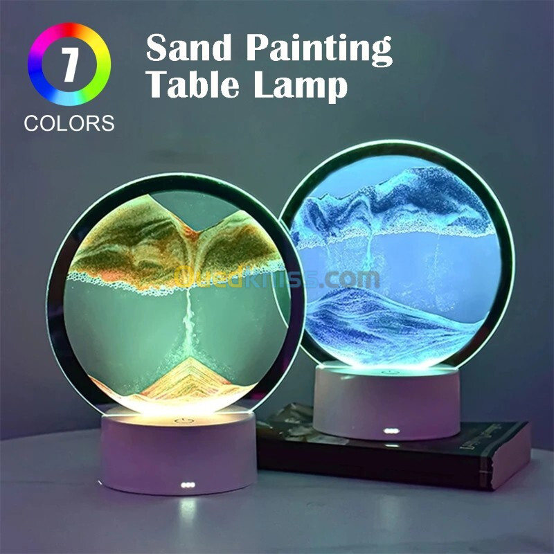 Lampe led 3D tactile USB en verre de sable avec télécommande