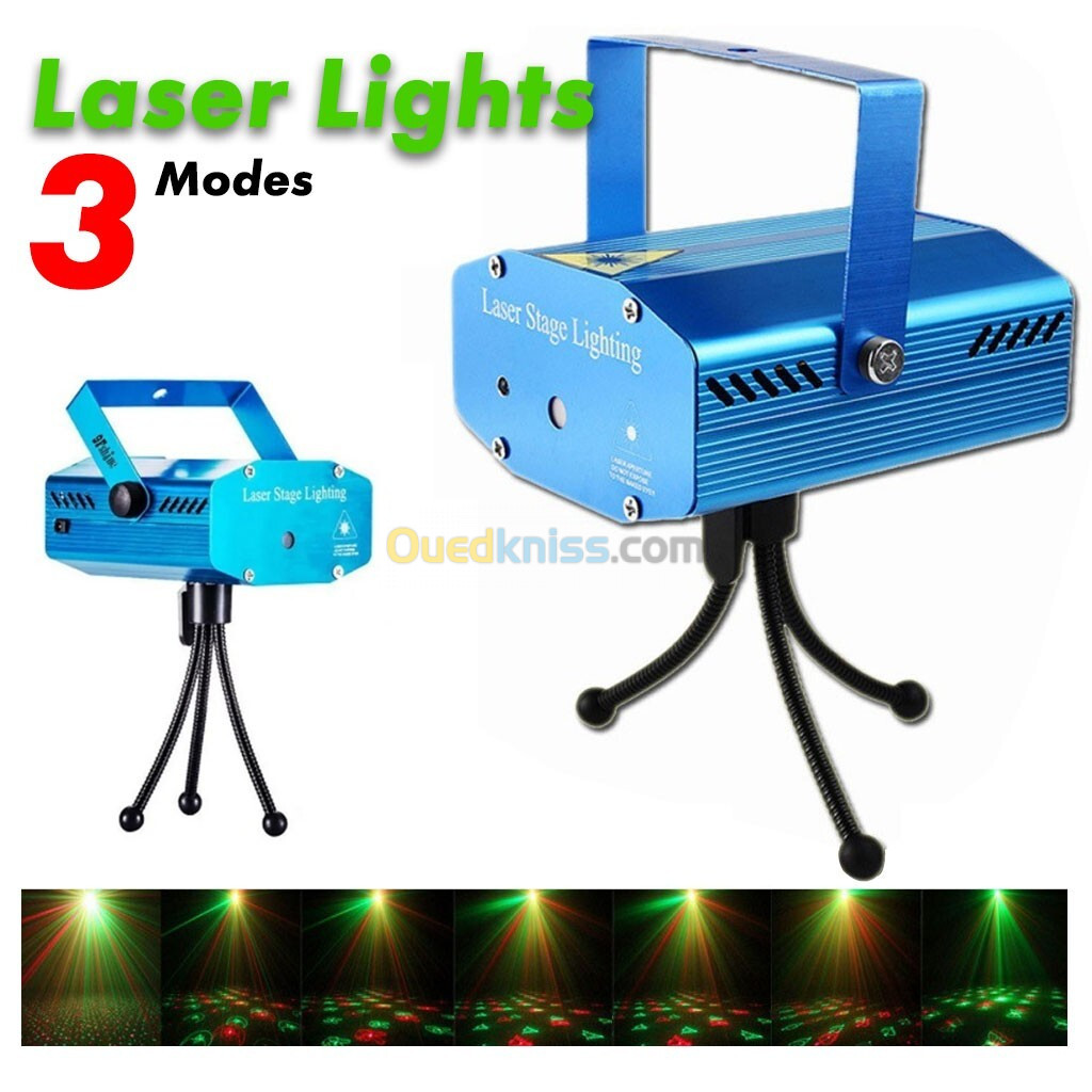 Projecteur de lumières laser LED RG stroboscopique à commande vocale 3 modes