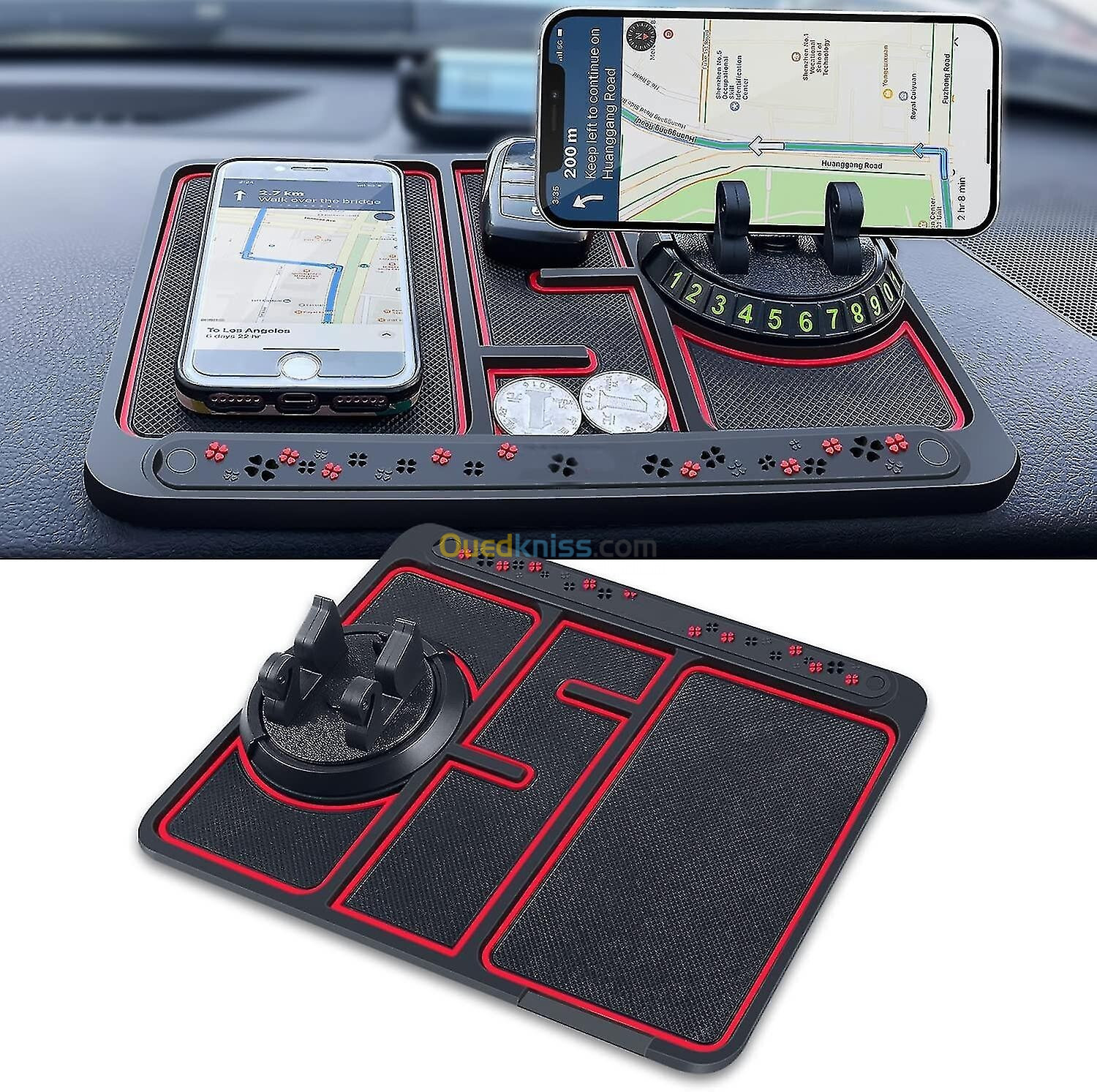 Support de téléphone antidérapant 4en1 Multifonctionnel en Silicone pour Tableau de Bord de Voiture 