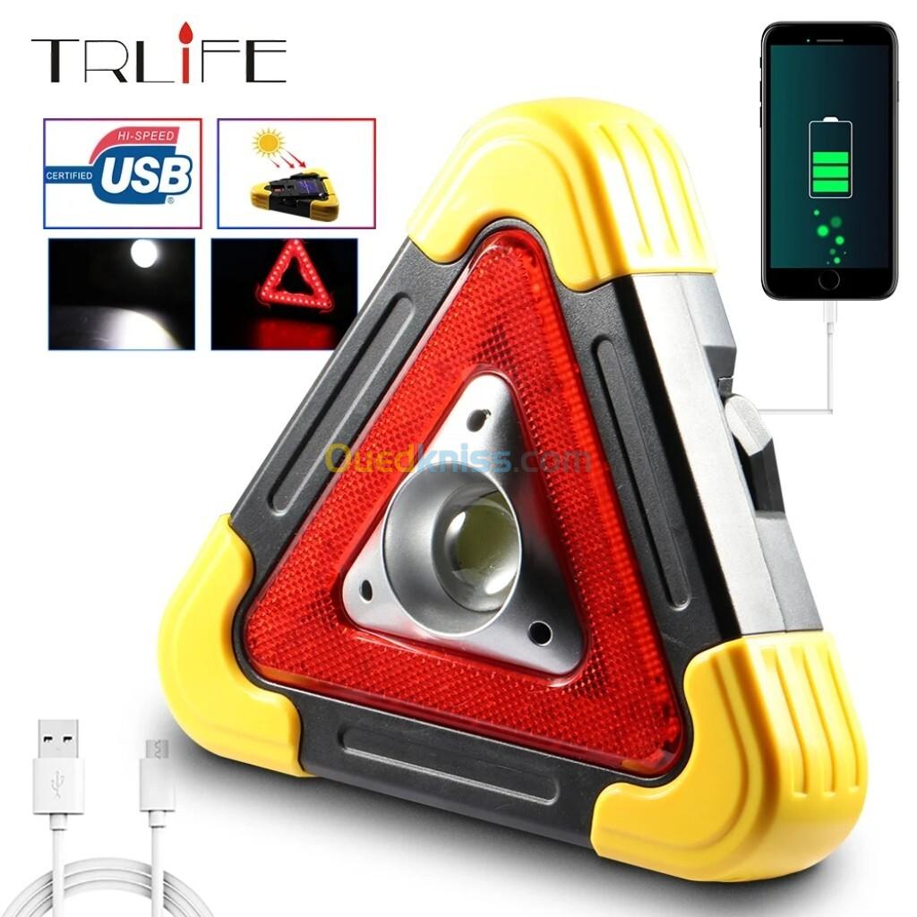 Triangle D'alerte Torche LED 10W Multifonctionnelle Chargé Avec L'énergie Solaire HB-6609