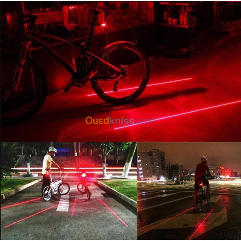 Faisceau Laser étanche à 5 LED 3 Modes de Flash Lampe davertissement Arrière pour Vélo