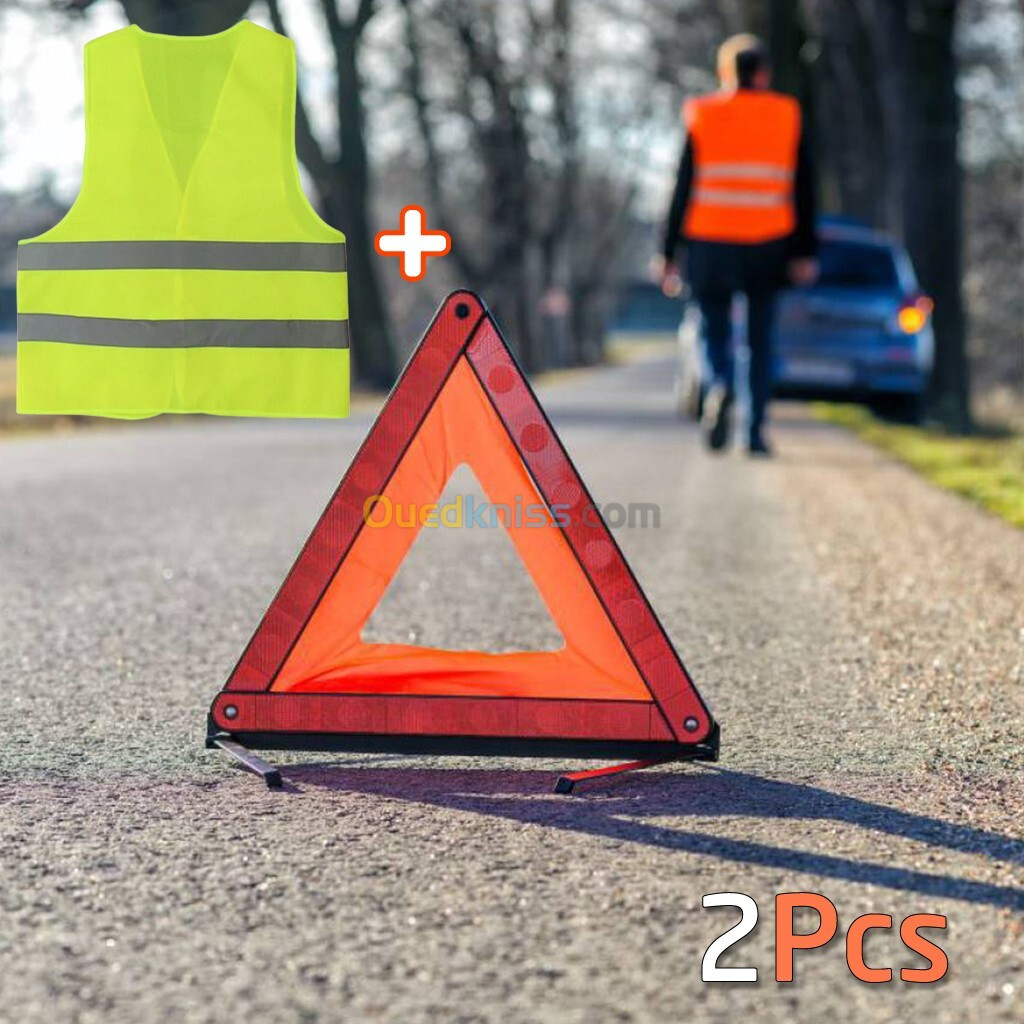 Kit de Sécurité Triangle Et Gilet De Signalisation De Secours