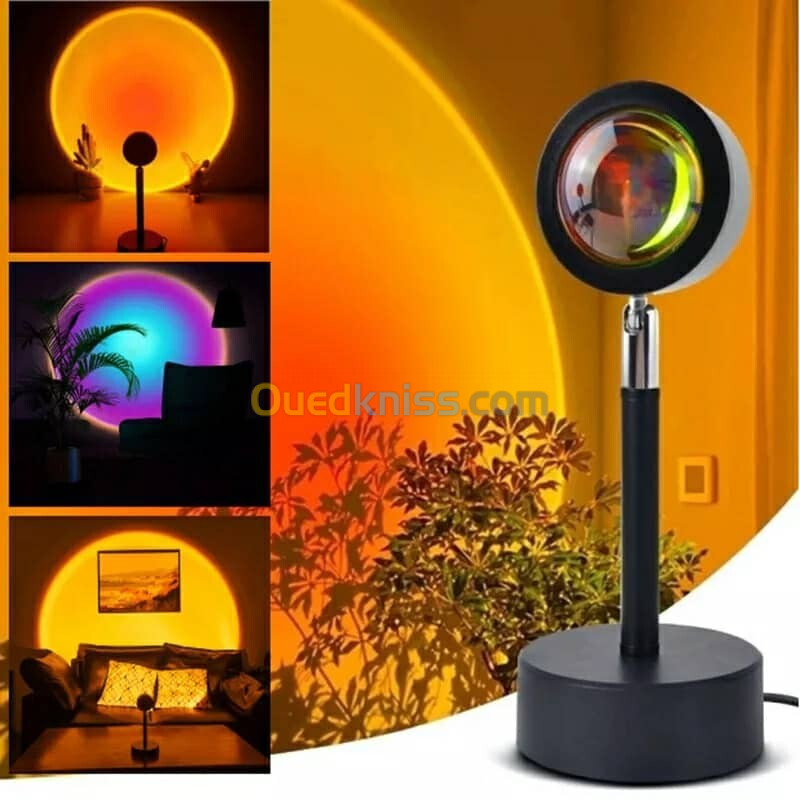 Projecteur de coucher de soleil rotatif à 180  USB décoration murale