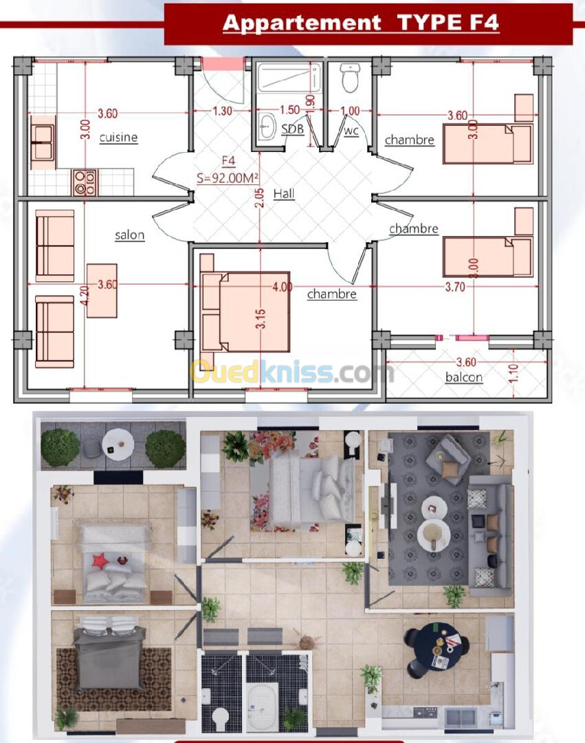 Vente Appartement F4 Alger Bordj el bahri