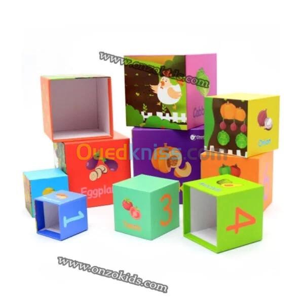 jeux éducatifs  10 cubes empilables de légumes, jouet pour enfants