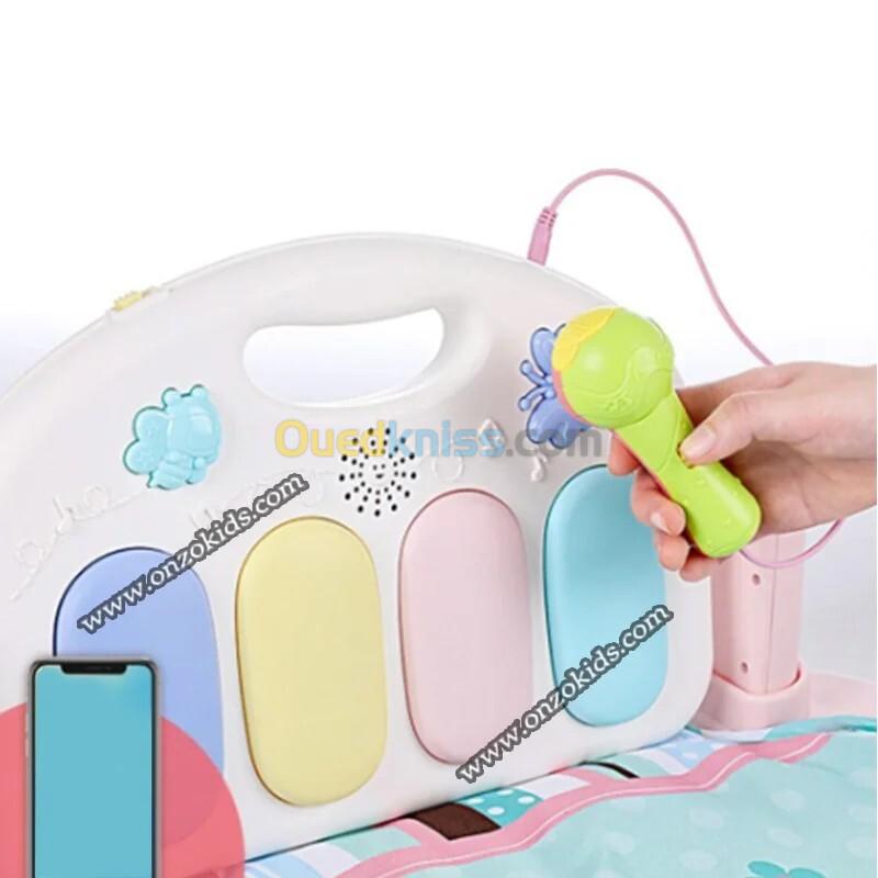 Tapis d'éveil piano multifonctionnel avec télécommande et microphone pour bébé