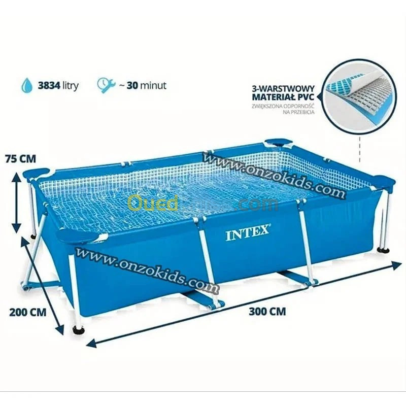 Piscine Frame Set rectangulaire 3,00 x 2,00 x 0,75 -Intex