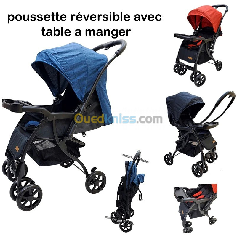 poussette réversible avec table à manger