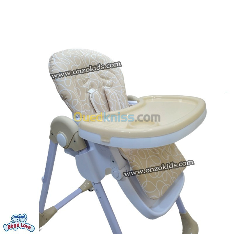 Chaise haute réglable à 07 niveaux avec roulettes pour bébé - Bébé Love