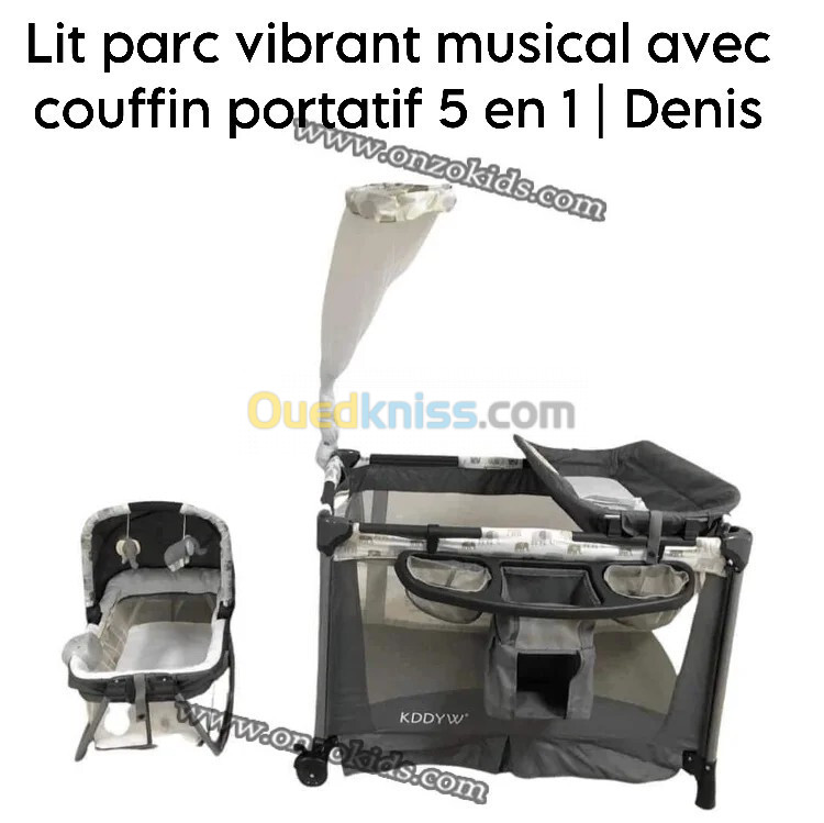 Lit parc vibrant musical avec couffin portatif 5 en 1 | Denis