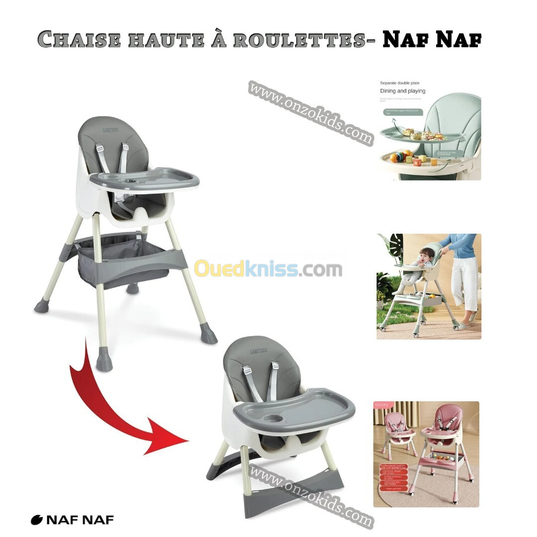 Chaise haute pour bébé 2en1 BILL - NAF NAF