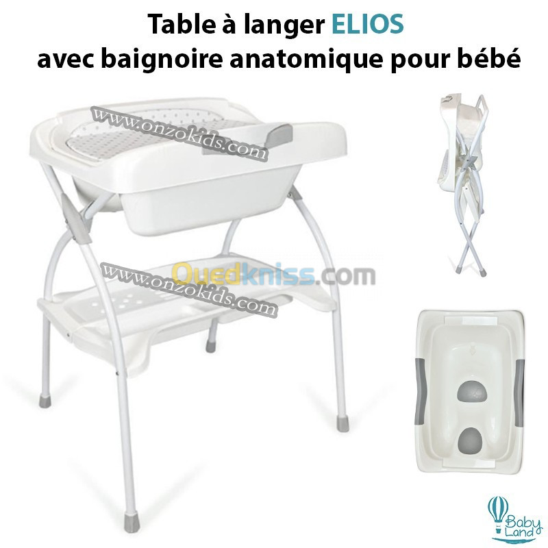 Table à langer ELIOS avec baignoire anatomique pour bébé - Baby Land -  Alger Algérie