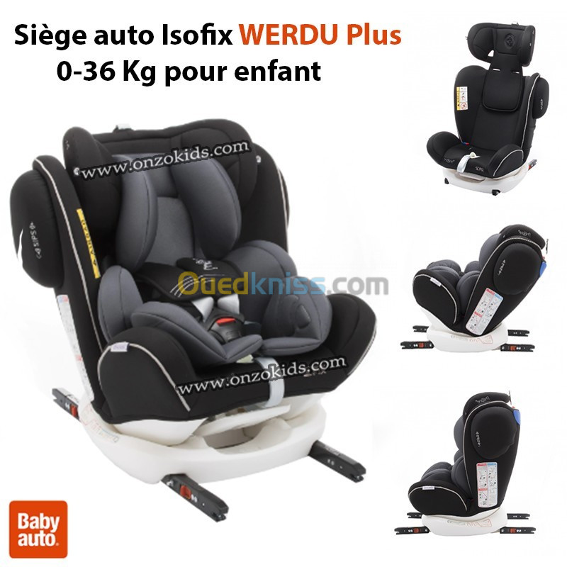 Siège auto Isofix WERDU Plus 0-36 Kg pour enfant