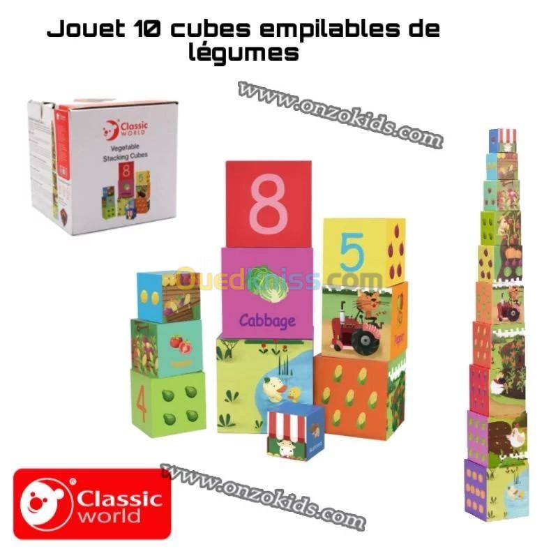 jeux éducatifs  10 cubes empilables de légumes, jouet pour enfants