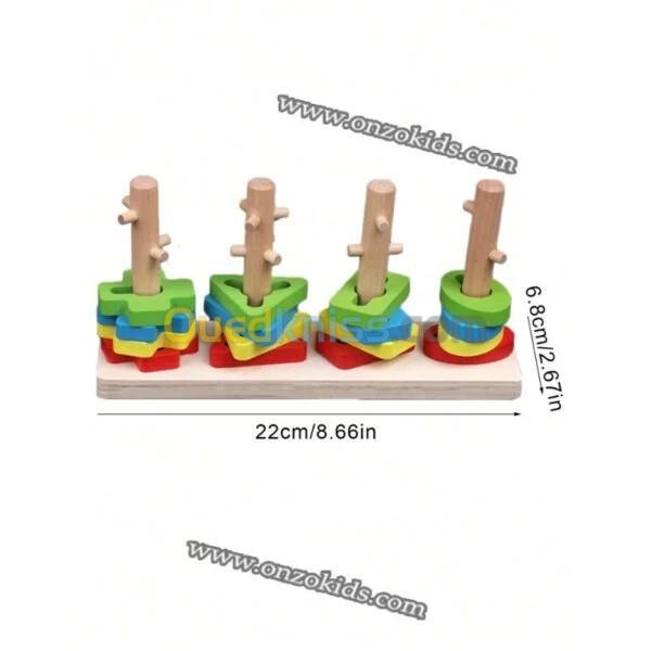 jeux éducatifs Empileur à quatre colonnes en bois à débloquer