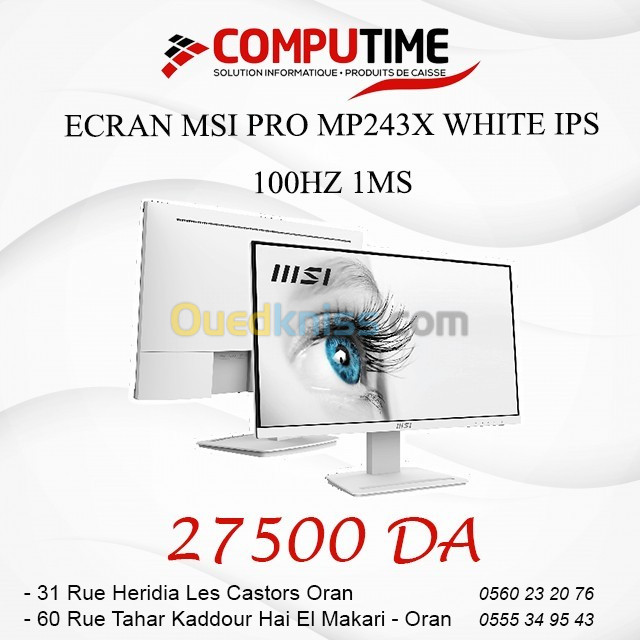 ECRAN MSI PRO MP243X WHITE IPS 100HZ 1MS