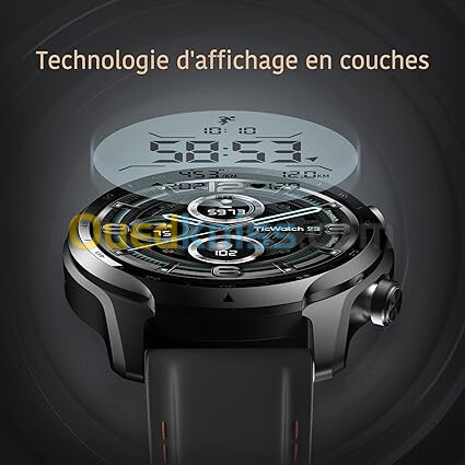 Ticwatch Pro 3 GPS Montre Connectée pour Hommes, Wear OS by Google, Afficheur Double Couche 2.0