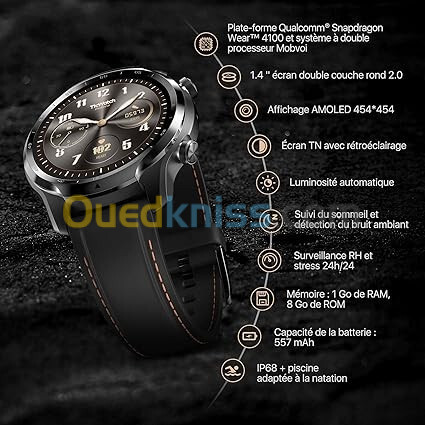 Ticwatch Pro 3 GPS Montre Connectée pour Hommes, Wear OS by Google, Afficheur Double Couche 2.0