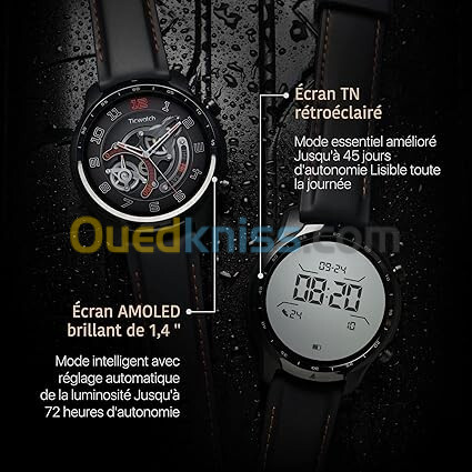 Ticwatch Pro 3 GPS Montre Connectée pour Hommes, Wear OS by Google, Afficheur Double Couche 2.0