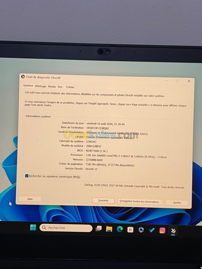 Lenovo T14 gen2 i7 11eme