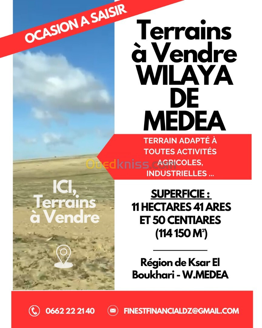 Vente Terrain Médéa Ksar boukhari