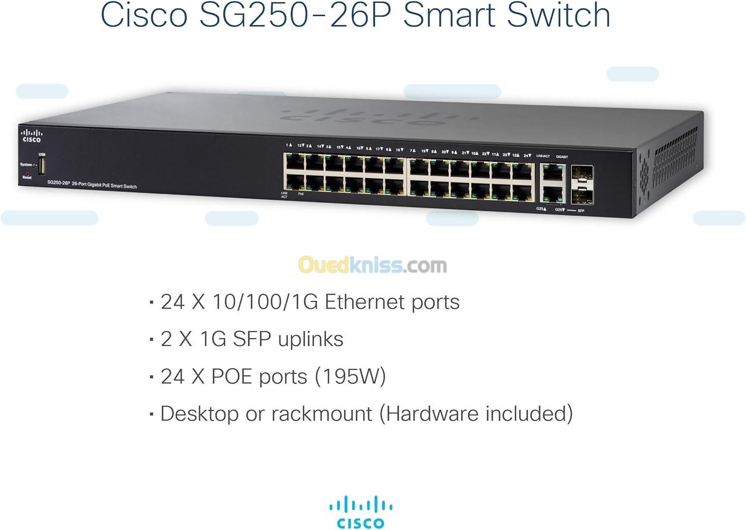 Cisco SG250-26P (Giga + Poe + L3 static routing) Neuf Sous emballage