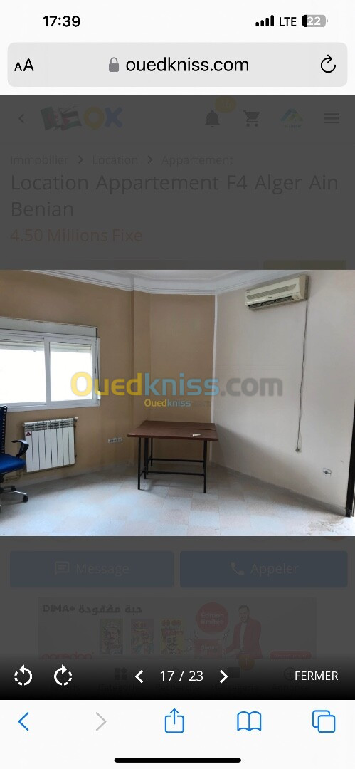 Location Appartement F4 Alger Ain benian