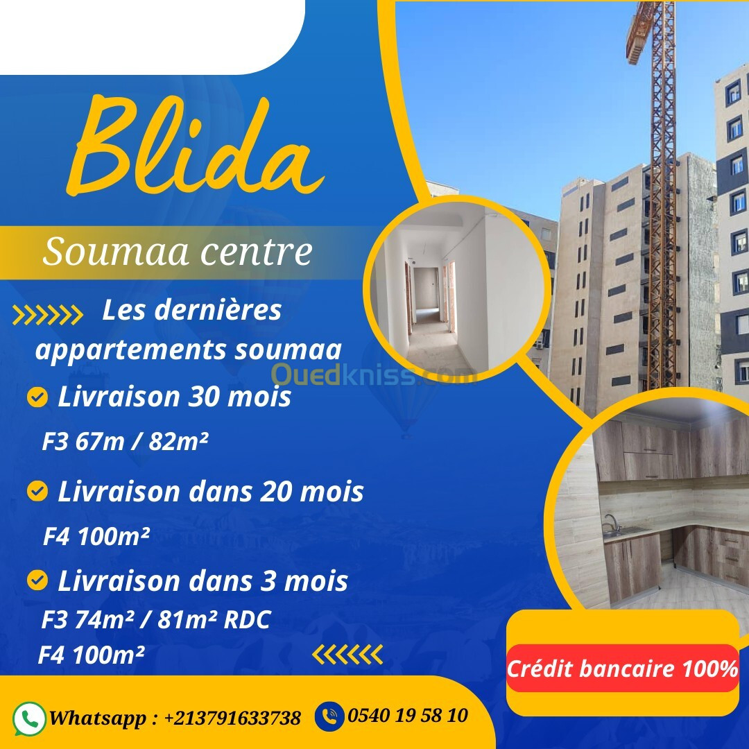 Vente Appartement F4 Blida Soumaa