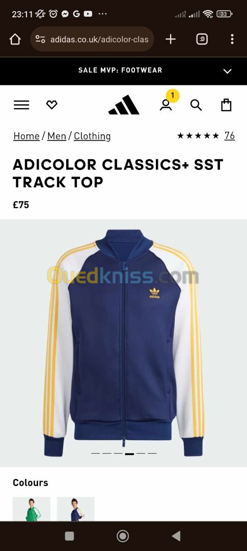 Veste de sport ADIDAS ADICOLOR CLASSICS+ SST TRACK TOP