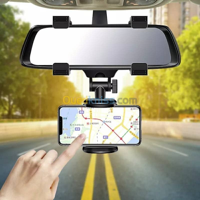 Previous Next Support smartphone réglable pour rétroviseur de voiture 360 degrés