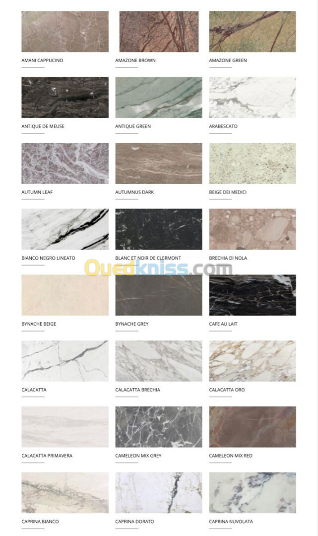 Marbre , Granite, Quartz 