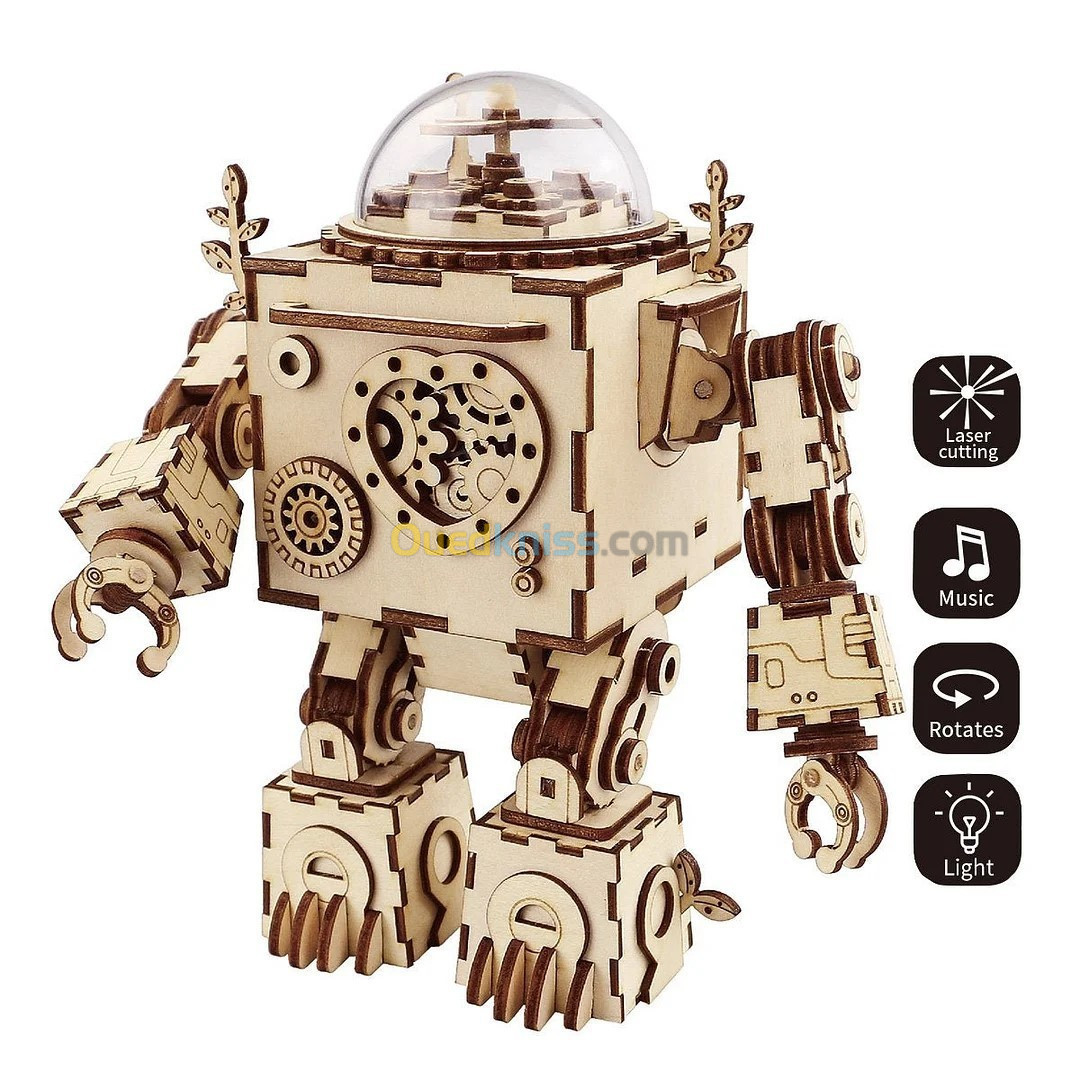 Robotime PUZZLE 3D en bois Robot boite a musique