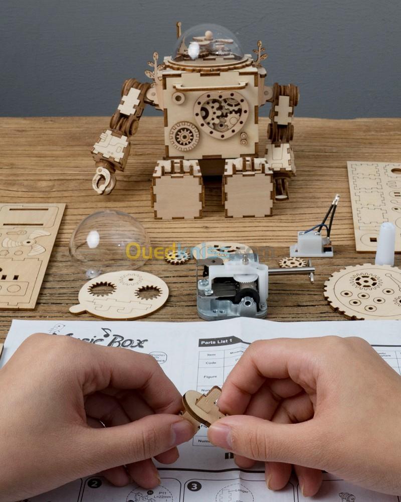 Robotime PUZZLE 3D en bois Robot boite a musique