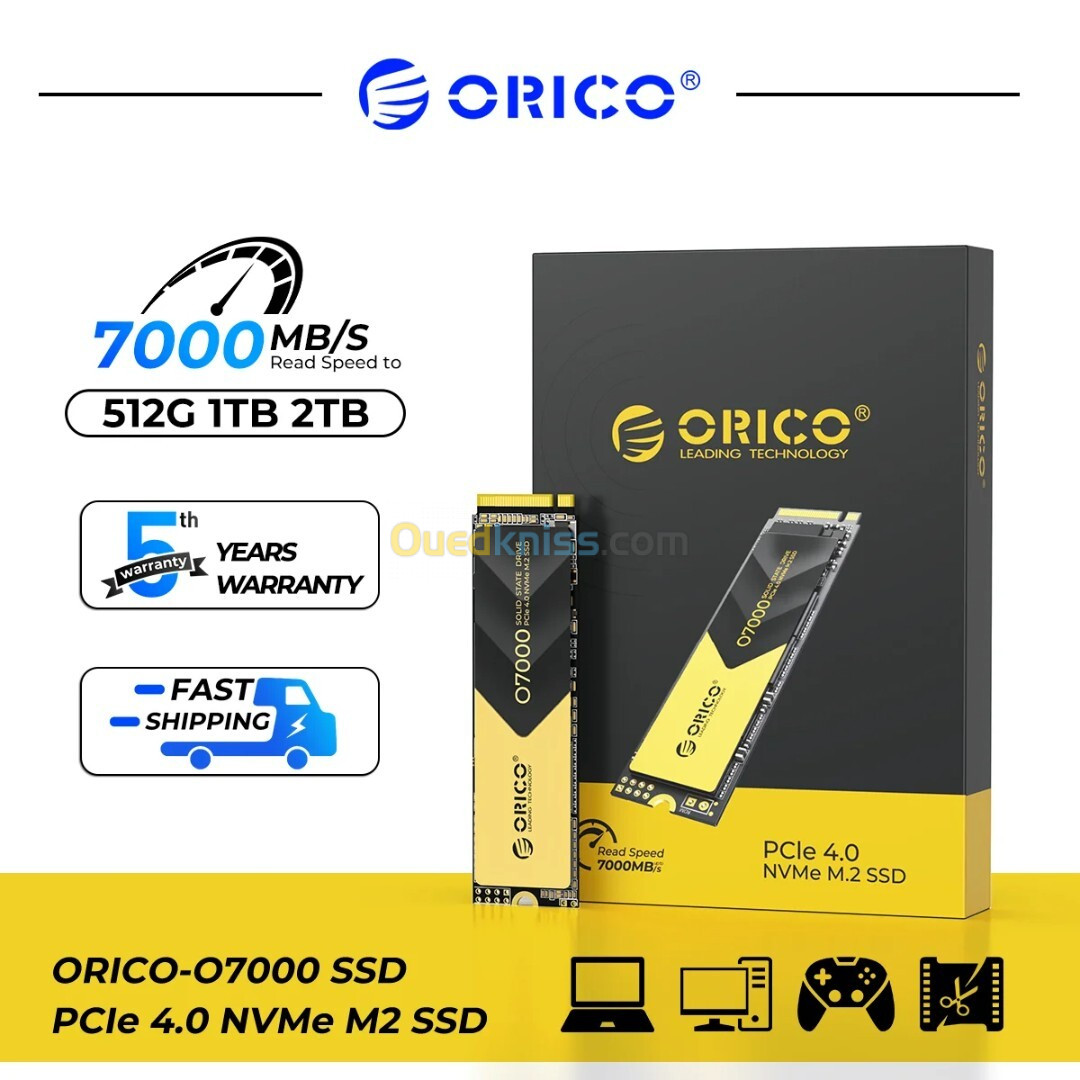 ORICO PCIe 4.0  7400 Mo/s PS5 Gaming  M.2 NVMe Disque SSD Interne Pour Créateurs De Contenu 