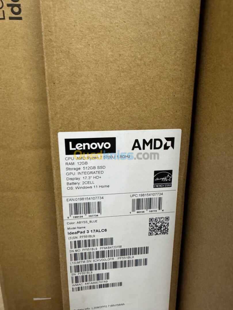 LENOVO IDEAPAD 3 17ALC6 AMD RYZEN 7 5700U 12G 512SSD 