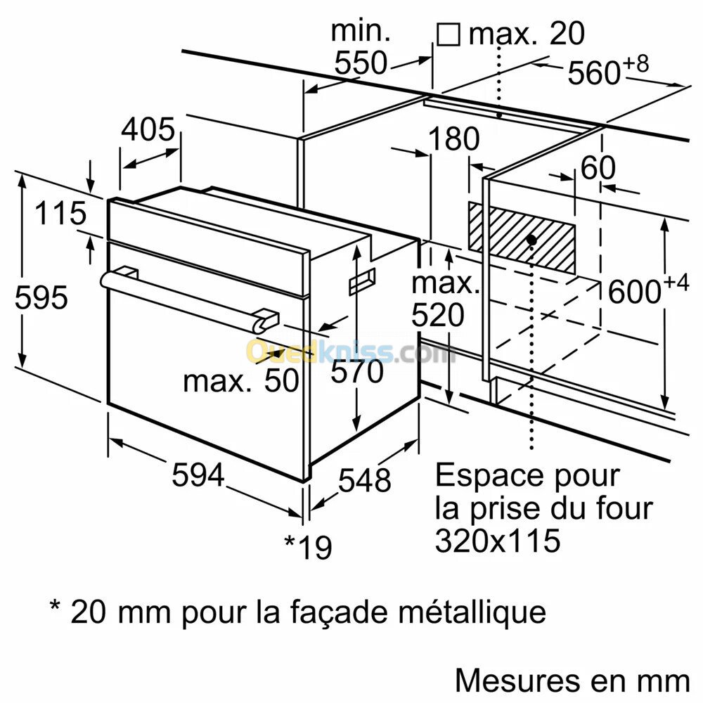 Four encastrable d'origine bosch Série 2 Four intégrable 60 x 60 cm Inox