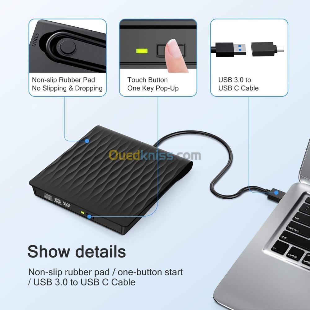 Super Slim Drive, Lecteur de DVD à Interface USB3.0 TYPE C