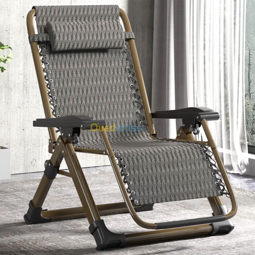 Chaise Longue Pliante et Réglable avec Oreiller à Tête