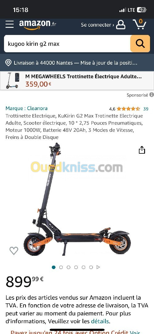 Trottinette électrique kuggo kirin G2 max 