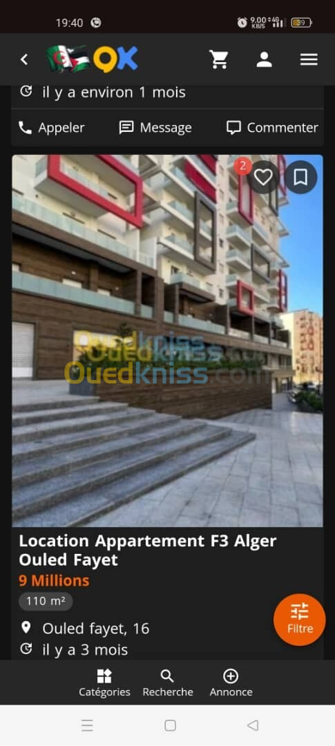 Location Appartement F4 Alger Ouled fayet