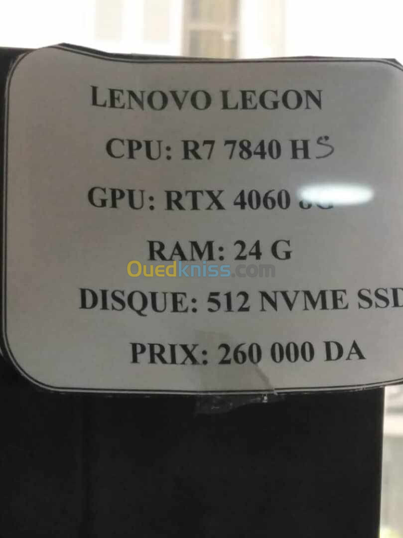  LENOVO LEGION SLIM 5 16APH8 AMD RYZEN 7 7840HS 24GO DDR5 512GO SSD NVIDIA GEFORCE RTX4060 8GO 140w