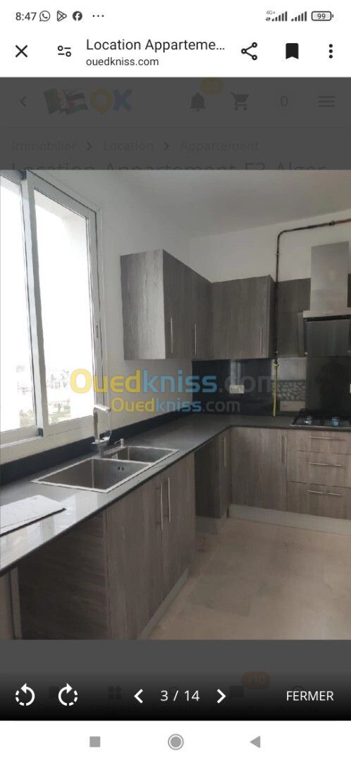 Location Appartement F3 Alger Ouled fayet