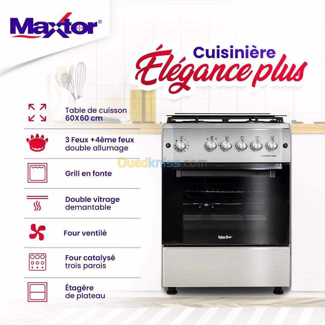 Promotion Cuisinière Maxtor 4 feu élégance plus inox