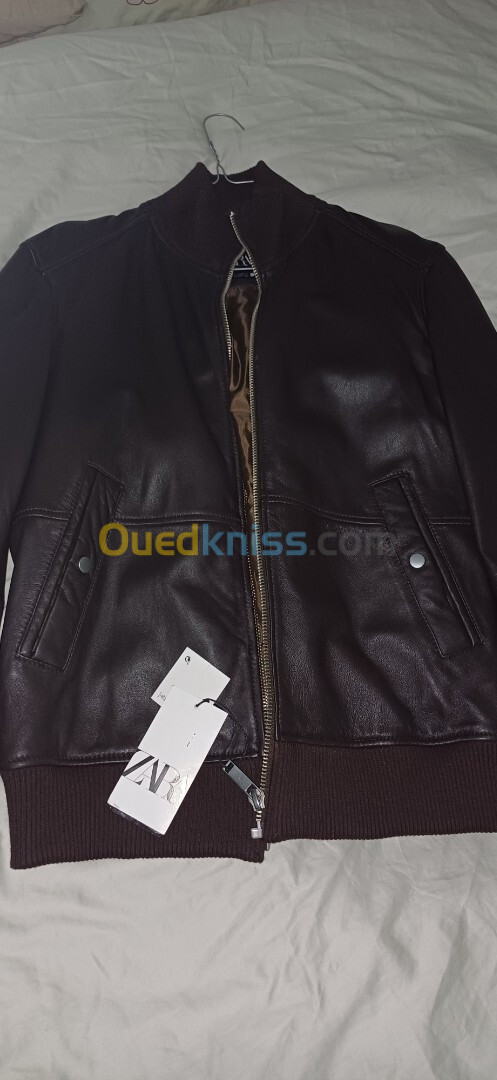 Veste zara cuire pour homme