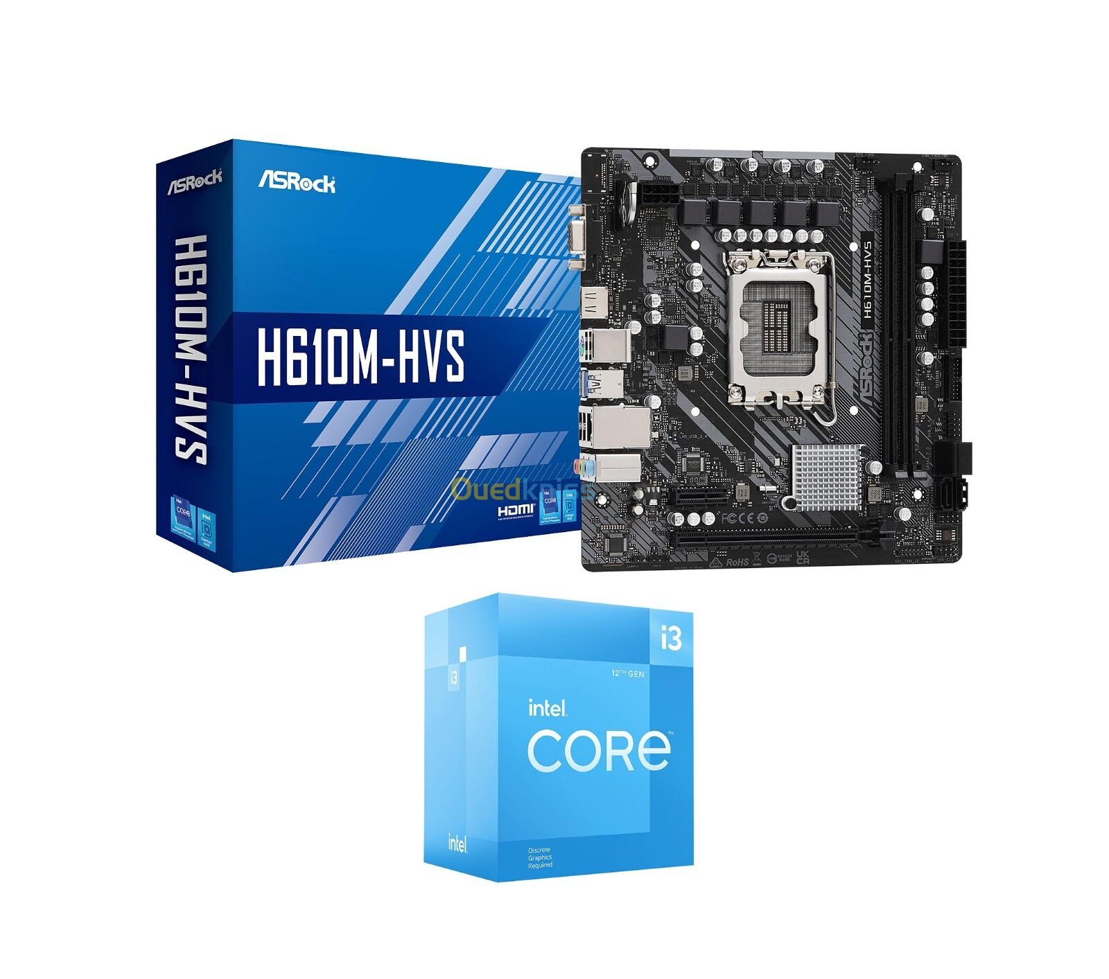 Asrock H610M-HVS + Intel I3 12100F Box