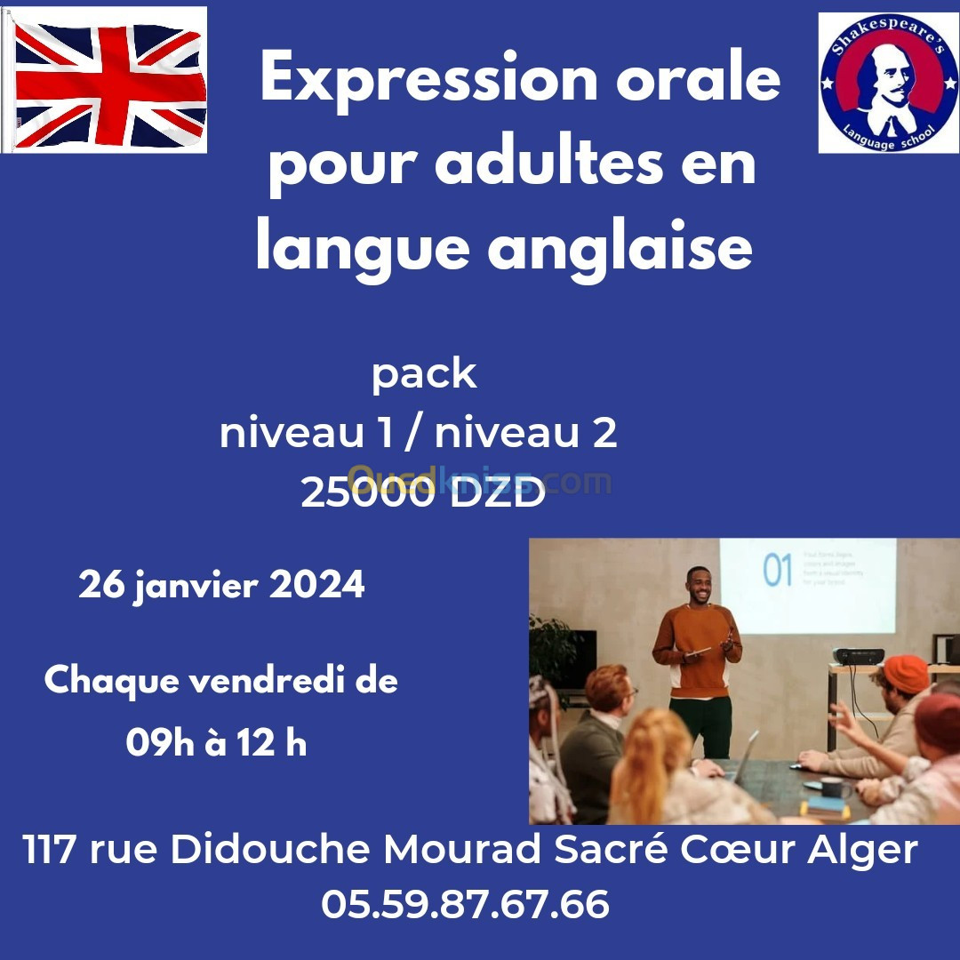 Expression orale pour adultes en langue anglaise 