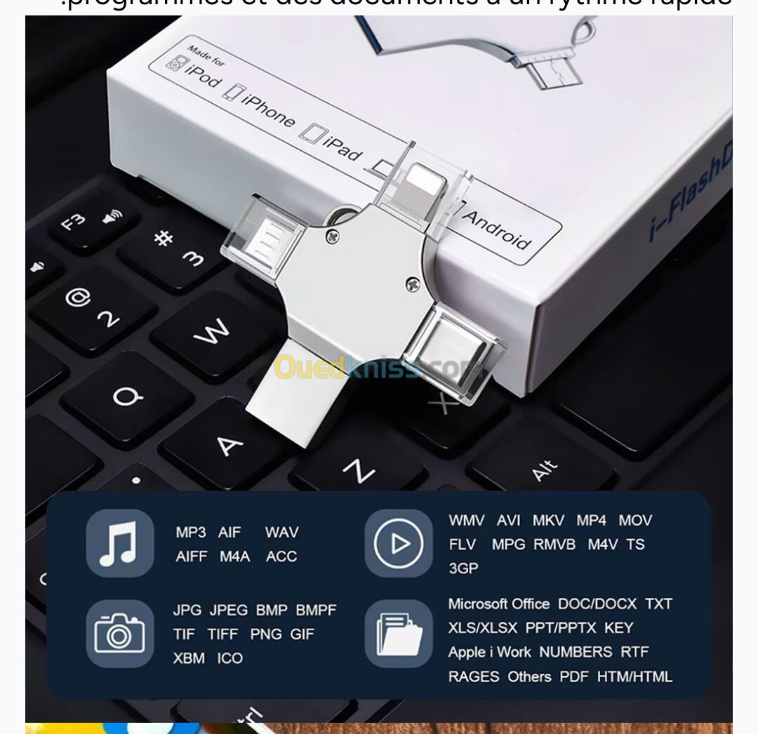 Previous Next Clé USB 128GB i-Flash - 4 en 1 (Lightning + Micro + USB et Type-C Ports )